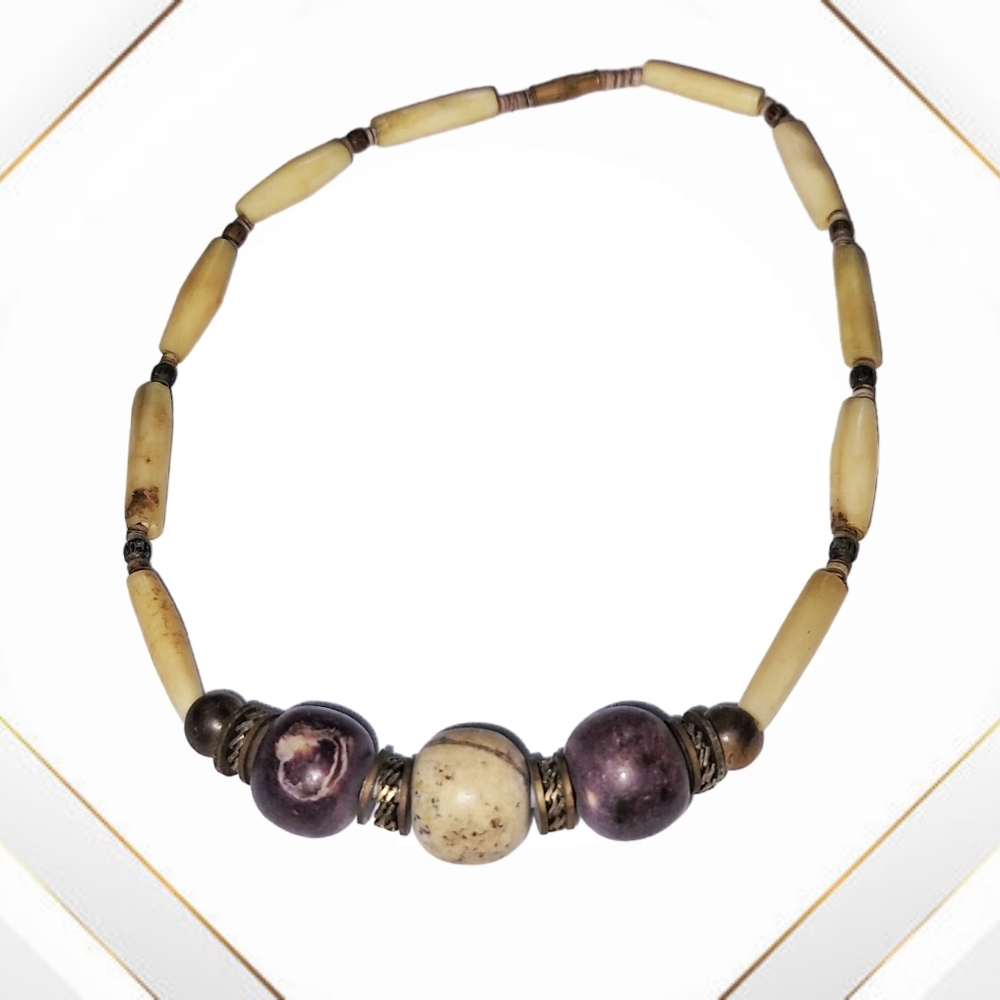 Tan and Brown Beaded Handmade Necklace